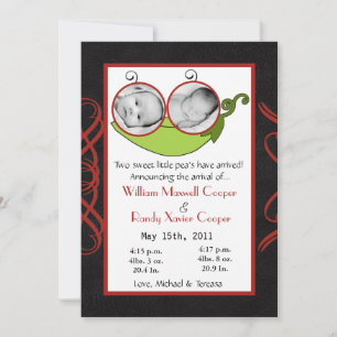 5x7 Twins Pea dans un Faire-part de naissance PHOT