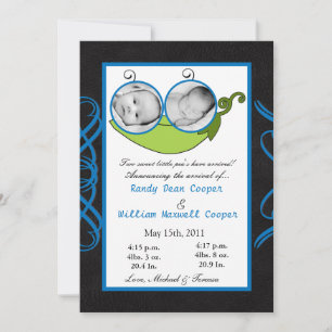 5x7 Twins Pea dans un Faire-part de naissance PHOT