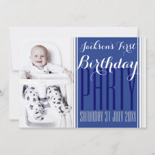 5x7 V Photo Baby Boy Invitation de fête d'annivers