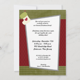 5x7 Vert / Blanc Noël Invitation à se mettre en pl