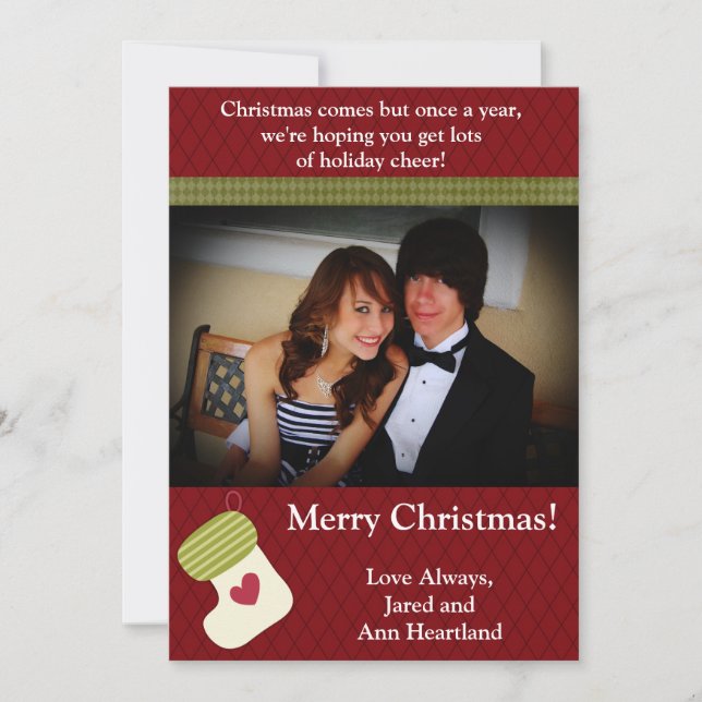 5x7 Vert / Blanc Noël Invitation à se mettre en pl (Devant)
