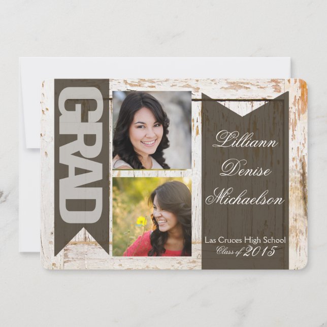 5x7 Vieux Blanc Grange Bois Masse Faire-part Senio (Devant)