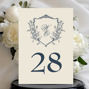 5x7 Vintage Crest Marine Crème Mariage Numéro de t