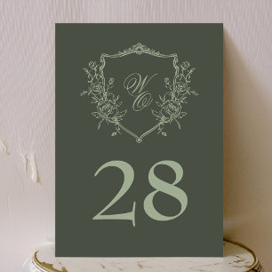 5x7 Vintage Crest olive sauge Mariage Numéro de ta