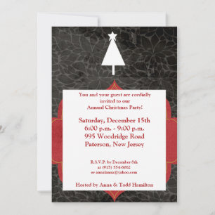 5x7 White Outline Christmas Tree Invitation