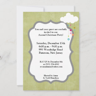 5x7 Winter Cloud / Snowflakes Noël Invitation