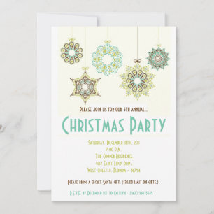 5x7 Winter Snowflake XMAS Christmas Invitation