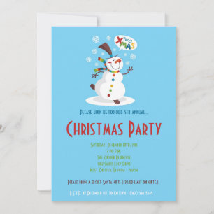 5x7 Winter Snowman Snowflake Noël Invitation