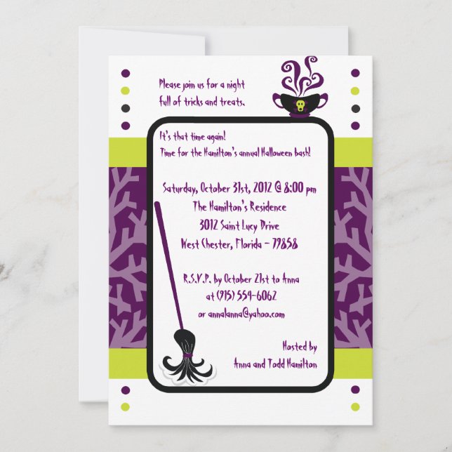 5x7 Witchays Purple Halloween Party Invitation (Devant)