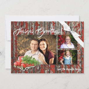 5x7 XMAS Camion de Noël Rouge Carte photo en bois