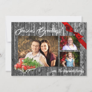 5x7 XMAS Camion de Noël Rouge Carte photo en bois