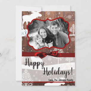 5x7 XMAS Carte photo de Noël en bois de cerf de No