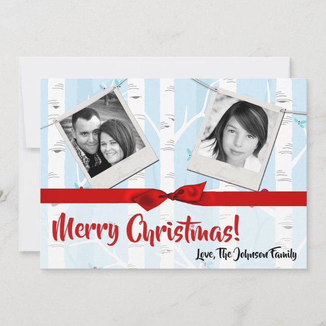 5x7 XMAS Carte photo d'hiver pour oiseaux de Noël (Devant)