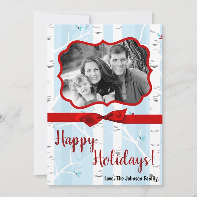 5x7 XMAS Carte photo d'hiver pour oiseaux de Noël (Devant)