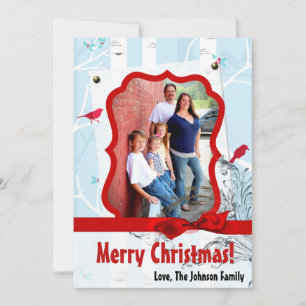 5x7 XMAS Carte photo d'hiver pour oiseaux de Noël