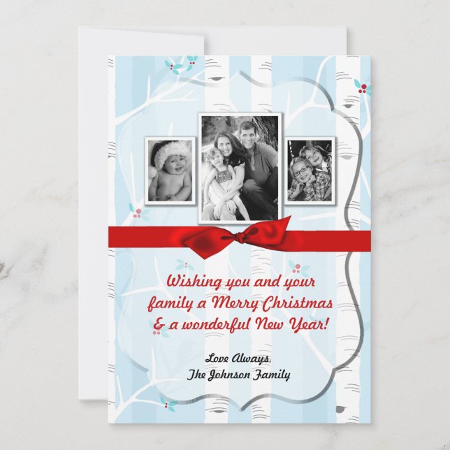 5x7 XMAS Carte photo d'hiver pour oiseaux de Noël (Devant)