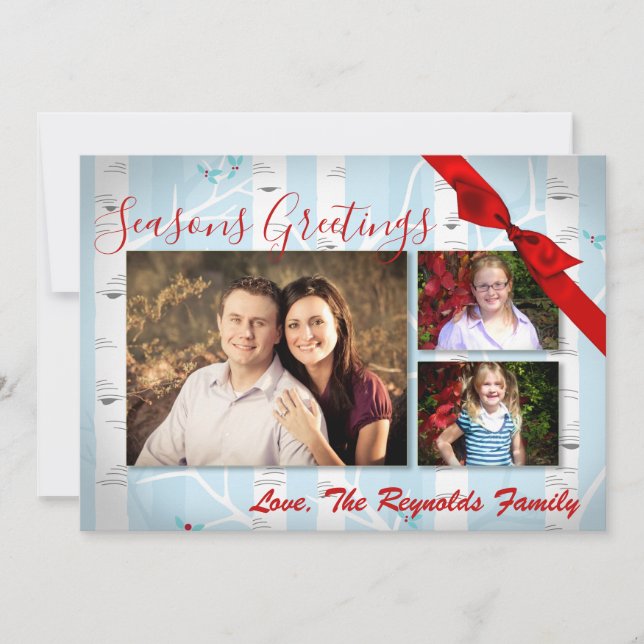 5x7 XMAS Carte photo d'hiver pour oiseaux de Noël (Devant)