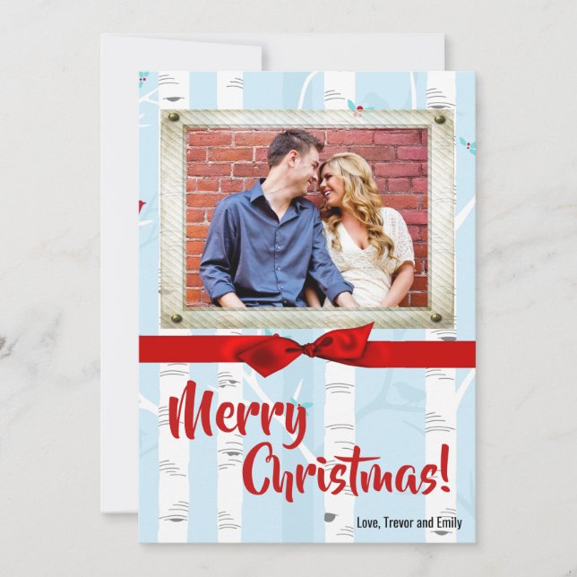 5x7 XMAS Carte photo d'hiver pour oiseaux de Noël (Devant)