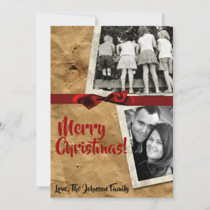 5x7 XMAS Carte photo Vintage sac en papier de Noël