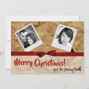 5x7 XMAS Carte photo Vintage sac en papier de Noël