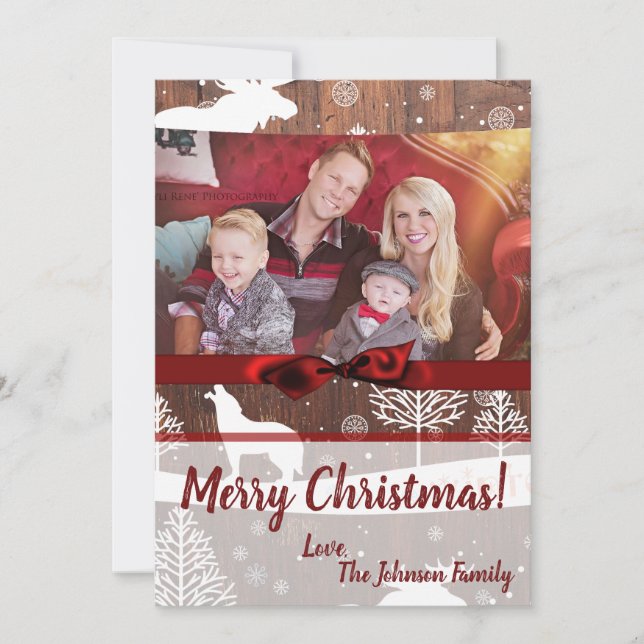 5x7 XMAS Cerf de Noël Bois Buck Doe Carte photo (Devant)