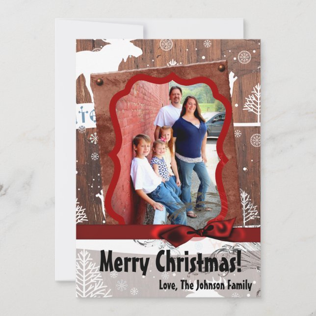 5x7 XMAS Cerf de Noël Bois Buck Doe Carte photo (Devant)