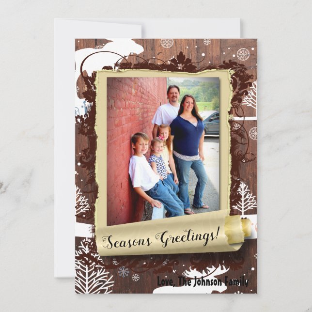 5x7 XMAS Cerf de Noël Bois Buck Doe Carte photo (Devant)