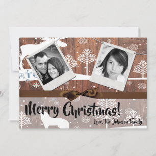 5x7 XMAS Cerf de Noël Bois Buck Doe Carte photo