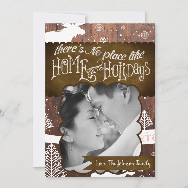 5x7 XMAS Cerf de Noël Bois Buck Doe Carte photo (Devant)