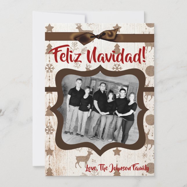 5x7 XMAS Noel Burlap Deer Doe Buck Carte photo (Devant)