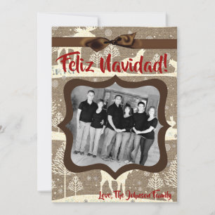 5x7 XMAS Noel Burlap Deer Doe Buck Carte photo