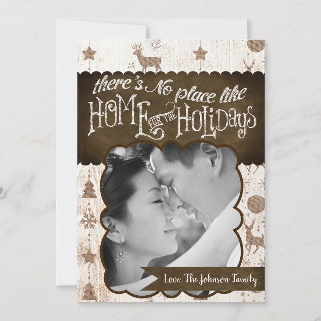 5x7 XMAS Noel Burlap Deer Doe Buck Carte photo (Devant)