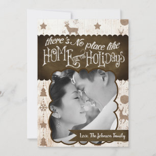 5x7 XMAS Noel Burlap Deer Doe Buck Carte photo