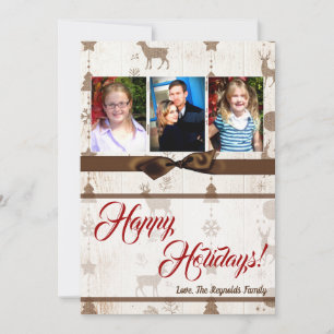 5x7 XMAS Noel Burlap Deer Doe Buck Carte photo