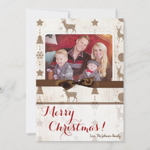 5x7 XMAS Noel Burlap Deer Doe Buck Carte photo