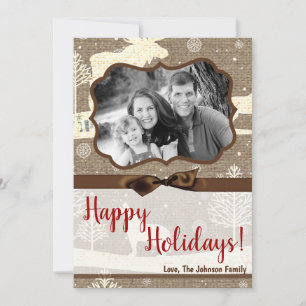 5x7 XMAS Noel Burlap Deer Doe Buck Carte photo