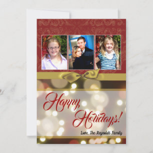 5x7 XMAS Noël Gold Bokeh Lights Carte photo
