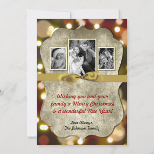 5x7 XMAS Noël Gold Bokeh Lights Carte photo