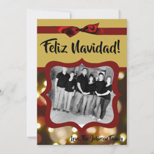 5x7 XMAS Noël Gold Bokeh Lights Carte photo