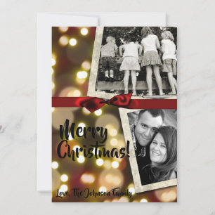 5x7 XMAS Noël Gold Bokeh Lights Carte photo