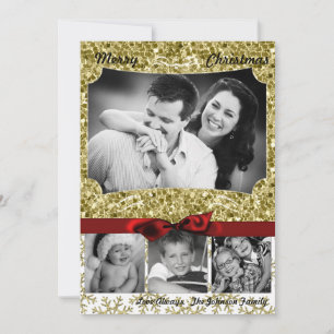 5x7 XMAS Noël Gold Snowflake Carte photo