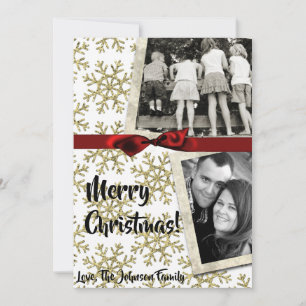 5x7 XMAS Noël Gold Snowflake Carte photo