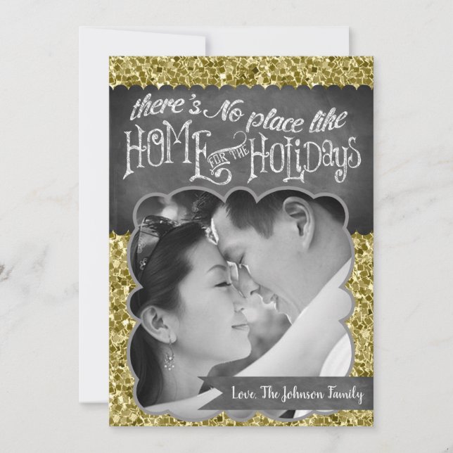 5x7 XMAS Noël Gold Snowflake Carte photo (Devant)