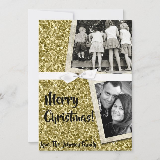 5x7 XMAS Noël Gold Snowflake Carte photo (Devant)