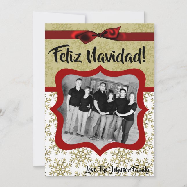 5x7 XMAS Noël Gold Snowflake Carte photo (Devant)