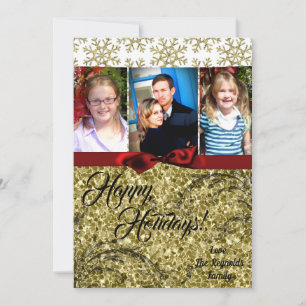 5x7 XMAS Noël Gold Snowflake Carte photo