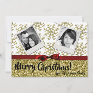 5x7 XMAS Noël Gold Snowflake Carte photo