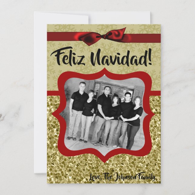 5x7 XMAS Noël Gold Snowflake Carte photo (Devant)