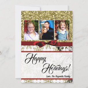5x7 XMAS Noël Gold Snowflake Carte photo