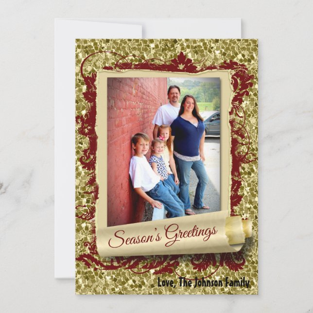 5x7 XMAS Noël Gold Snowflake Carte photo (Devant)